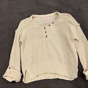MOVING SALE Pink Lily Cream Sweater Top with Flare Sleeves